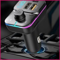 Máy Phát FM Xe Hơi Không Dây Mp3 Máy Nghe Nhạc FM Bộ Thu Phát FM Tích Hợp Micro 2 Cổng USB pomervn