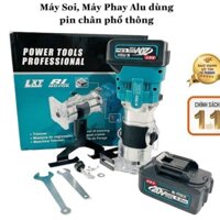 Máy phay pin không chổi than makita 6 cấp tốc, soi gỗ mộc, tấm ALU biển quảng cáo - đủ phụ kiện
