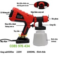 Máy phun sơn điện 600W_ JH09, béc phun bằng đồng, bình chứa 1000ml.