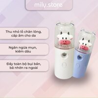 Máy Phun Sương Nano Mini Bò Sữa, Máy Phun Sương Tích Điện Kèm Sạc USB