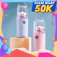 Máy Phun Sương, Xịt Khoáng Nano Cầm Tay Mini, Máy Tạo Ẩm Hình Bò Sữa Siêu Đáng Yêu