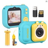 Máy quay phim 1080P Camera kỹ thuật số trẻ em Camera Video Mini cho trẻ em Màn hình IPS 48MP 2.4 Inch Pin tích hợp ống kính kép với thẻ nhớ & đầu đọc thẻ 32GB & máy tính để bàn Came-212