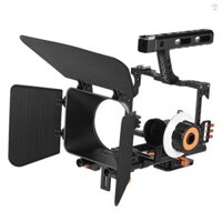 Máy quay phim hợp kim nhôm Andoer C500 Bộ giàn khoan lồng Video Hệ thống làm phim kèm hộp mờ + Lấy nét + Tay cầm + Thanh 15mm cho Panasonic GH4 Thay thế cho A7S / A7 / A7R / A7RI