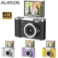 Máy quay Video ALARION CCD, Màn hình lật Máy ảnh kỹ thuật số HD 4K 48MP, đa chức năng có dây treo Zoom kỹ thuật số 8X Tuổi thọ pin dài Đồ chơi chụp ảnh trẻ em Người mới bắt đầu