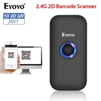 Máy quét mã vạch 1D 2D di động Eyoyo Máy quét mã vạch 3 trong 1 USB có dây & 2.4G không dây & qua Bluetooth Kết nối QR Bar Mã quét cho iPad, IOS