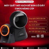 Máy quét mã vạch đa tia để bàn KAW, công nghệ CMOS, quét QR, 2D, Quét liên tục phần mền bán hàng