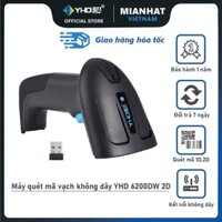 Máy quét mã vạch không dây YHD 6200DW 2D, Máy bắn mã vạch Barcode(1D), Qrcode(2D) không dây USB dùng trên Laptop, PC