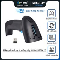 Máy quét mã vạch không dây YHD 6200DW 2D, Máy bắn mã vạch Barcode(1D), Qrcode(2D) không dây USB dùng trên Laptop, PC