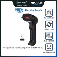 Máy quét mã vạch không dây YHD 5700DW 2D, Máy bắn mã vạch Barcode(1D), Qrcode(2D) không dây USB dùng trên Laptop, PC
