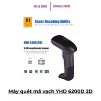 Máy quét mã vạch YHD 6200D 2D, Máy bắn mã vạch Barcode(1D) Qrcode(2D) có dây cắm cổng USB dùng trên Máy tính, Laptop