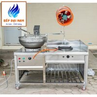 Máy rang cơm tự động, đảo nhân kèm bếp gas công nghiệp