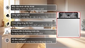 Máy rửa bát âm tủ 16 bộ Beko BDIN386E4AD