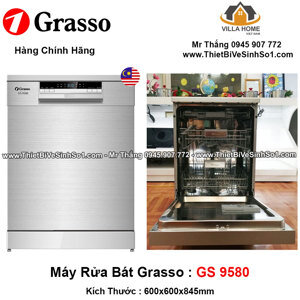 Máy rửa bát âm tủ Grasso 15 bộ GS9580