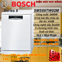 Máy rửa bát Bosch SMS88TW02M Dung Tích 14 Bộ, Sấy Zeolith Seri 8