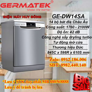 Máy rửa bát Germatek 14 bộ Germatek GE-DW14SA