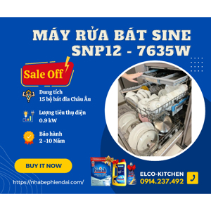 Máy rửa bát độc lập Sine 13 bộ SNP12-7635W