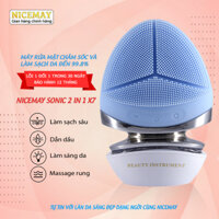 Máy Rửa Mặt, Đẩy Tinh Chất NICEMAY sonic 2IN1 X7 Massage Da Mặt, Mắt Silicon Làm Sạch Và Loại Bỏ Bụi Bẩn Dầu Thừa.