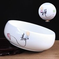 Máy rửa trà sứ trắng cỡ lớn, chậu rửa bút, phụ kiện bộ trà sứ, bát uống trà, phụ tùng trà đạo, bát