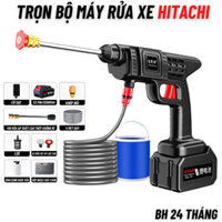 Máy Rửa Xe 2 Pin 199V HITACHI, Máy Rửa Xe Áp Suất Mạnh Hitachi 199V Pin 32000mAH Siêu Trâu, Hàng Chuẩn Lõi Đồng