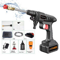 Máy Rửa Xe Cầm Tay Cao Áp Chạy Bằng Pin Sạc - Súng Rửa Xe Có Chế Độ Phun Xương Tạo Bọt