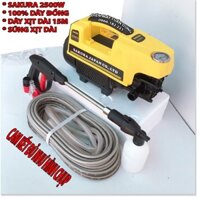Máy rửa xe mini Sakura 2500W - Dây dài 15m - Súngdài - Tặng bình bọt - Hàng chính hãng Nhật Bản