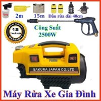 Máy rửa xe mini SAKURA 2500W RẤT MẠNH công nghệ nhật bản phụ kiện đầy đủ có bình bọt.