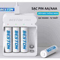 Máy Sạc BESTON C9023L và pin sạc AA (2A) AAA (3A) C9023 - Bộ Sạc thông minh tự ngắt có màn hình LCD