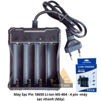 Máy Sạc Pin 18650 Li-ion MS-404 - 4 pin -máy sạc nhanh                             &nbsp(&nbspKhông bảo hành bao test, khách hàng dùng sai, va đập long bo mạch, ẩm ướt, sạc đầy ko rút pin và máy để quá lâu. Nên ko có đơn vị nào bảo hành khách hàng tự bảo quản&nbsp)