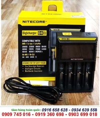Máy sạc Pin AA-AAA-C Nitecore D4 với 02 Kênh, tự ngắt điện, Màn hình LCD, Sạc 1,2,3,4 Pin NiMh,NiCd,Lithium Li-Ion