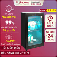Máy sấy bát đĩa Ozone-UV FUJIHOME 128 Lít, Tủ sấy khô diệt khuẩn đa năng dao thớt dụng cụ y tế