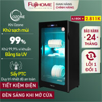 Máy sấy bát đĩa Ozone-UV FUJIHOME 128 Lít, Tủ sấy khô diệt khuẩn đa năng dao thớt dụng cụ y tế