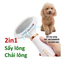 Máy Sấy Lông Cho Thú Cưng, Lược Chải Lông Cho Chó Mèo 2 in 1