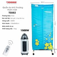 Máy sấy quần áo tiross tủ hình chữ nhật TS882, có điều khiển, 1500W