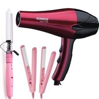 Máy sấy tóc 2 chiều công suất 2000W KEMESI+ Máy làm xoăn trục sứ+ Máy là tóc mini+ Máy dập xù mini