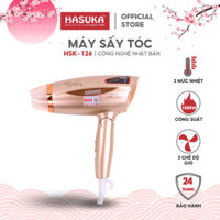 Máy sấy tóc mini gấp gọn HASUKA HSK-126 2 chiều nóng lạnh cao cấp, máy sấy tóc chính hãng 3 chế độ nhiệt- BH 12 tháng