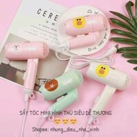 Máy sấy tóc mini hình thú gấu vịt gấp gọn siêu dễ thương  cận