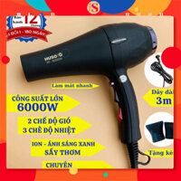 Máy sấy tóc năng suất lớn - HUSO - máy sấy tóc HC-6000W,nóng lạnh,2 vận tốc gió,3 cách thức nhiệt,ION sáng xanh