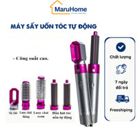 Máy Sấy Uốn Xoăn Tóc Tạo Kiểu Đa Năng 5 In 1 Tiện Dụng, Có Lược Điện, Ống Tạo Xoăn Xoay Tự Động Bảo Hành Chính Hãng