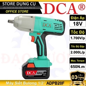 Máy siết bu lông dùng pin 18V DCA ADPB20F