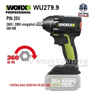 Máy siết bu lông dùng pin Li-ion 20V (Không bao gồm pin, sạc) Worx Green WU279.9