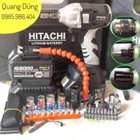 Máy siết bulong Hitachi, máy khoan pin 220V động cơ không chổi than khoan tường, bắn vít, siết ốc + Tặng Full phụ kiện