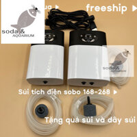 Máy Sủi Oxi Tích Điện 1 vòi 2 vòi Sobo SB-168 SB-268 Cho Hồ Cá tặng kèm dây và quả sủi