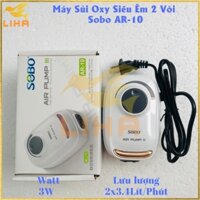 Máy Sủi Oxy 2 Vòi Sobo AR-10 (3W-2x3.4Lít/Phút) - Máy Oxi Siêu Êm Cho Bể Cá