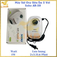 Máy Sủi Oxy 2 Vòi Sobo AR-20 (4W - 2x3.5L/phút) – Cung Cấp Oxy Siêu Êm Cho Bể Cá
