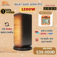 Máy sưởi ấm 2 chiều nóng mát, quạt sưởi mini xoay 90 độ công suất 1200W chống cháy nổ, khô da