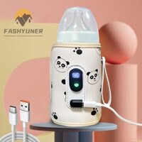 Máy sưởi bình sữa FASHYUNER, Màn hình kỹ thuật số nhiệt độ không đổi Máy hâm nước sữa USB, Túi cách nhiệt Du lịch Tay áo sưởi ấm cho bé Điều dưỡng Vỏ chai sưởi ngoài trời
