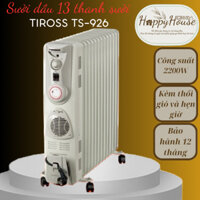Máy sưởi dầu Tiross TS926 (TS-926) - 13 thanh sưởi - Có chức năng hẹn giờ và quạt sưởi - Tặng kèm giá phơi quần áo