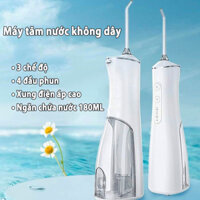 Máy tăm nước cầm tay Máy tăm nước không dây thông minh IPX7 180ml xung điện áp cao, 3 chế độ, pin 30 ngày 4 đầu phun