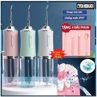 Máy Tăm Nước Cầm Tay Vệ Sinh Răng Miệng Oral Irrigator, Tăm Nước Cầm Tay Mini Kèm 4 Đầu Tăm Nước Bình Chứa 220ML.