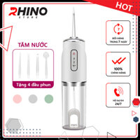 Máy tăm nước rửa răng thông minh Rhino WT101 220ml xịt nước chăm sóc răng miệng cầm tay, 3 chế độ có thể sạc - Hàng chính hãng - Màu Trắng